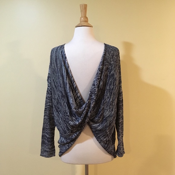 Deep V Open Twist Back Reversible Knit Sweater Top - Picture 5 of 5